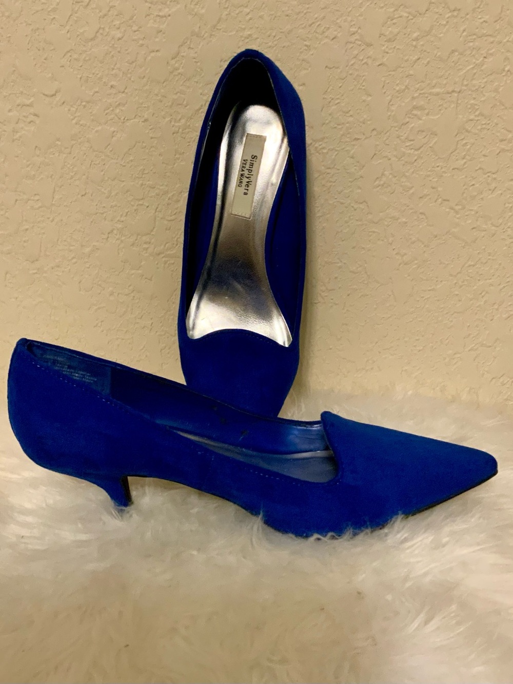 Simply Vera Vera Wang Cobalt Blue Pointed-Toe Kitten Heels